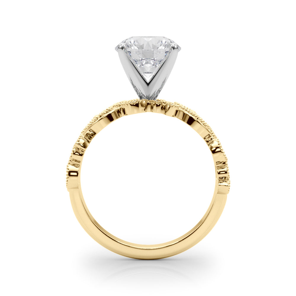 1.00CT 14K  Unique Vine Style Design Mount with Millgrain Accent