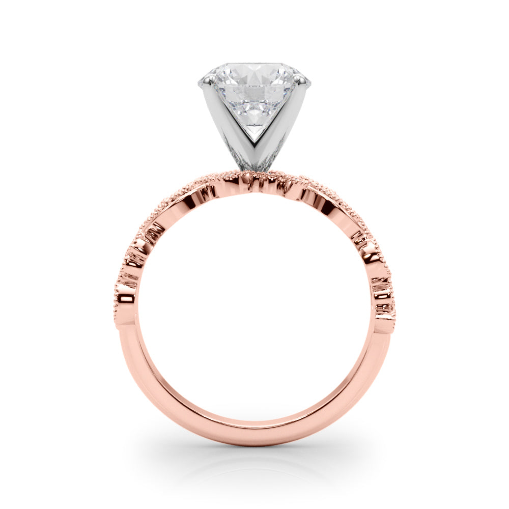 1.00CT 14K  Unique Vine Style Design Mount with Millgrain Accent