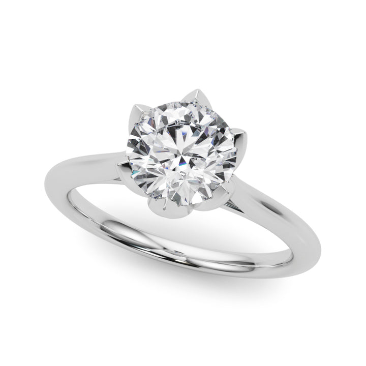 1.00CT 14K  Round Brilliant Floral Design Diamond Solitaire