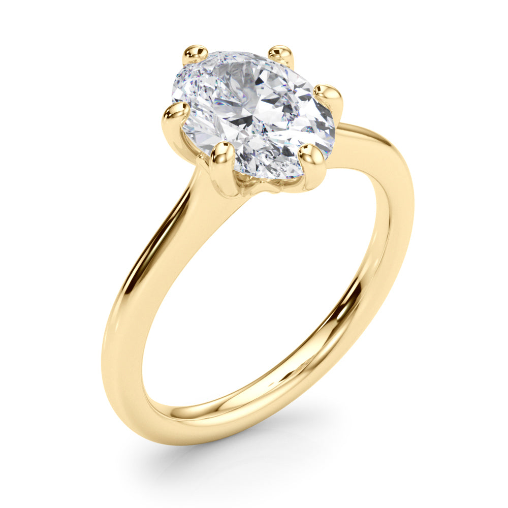 2.00CT 14K  Oval Brilliant Solitaire with Fancy 6 Claw Setting - View 2