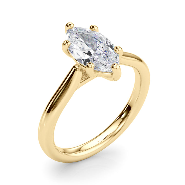 2.00CT 14K  Gold Low Set Marquise Cut Solitaire Ring - View 2