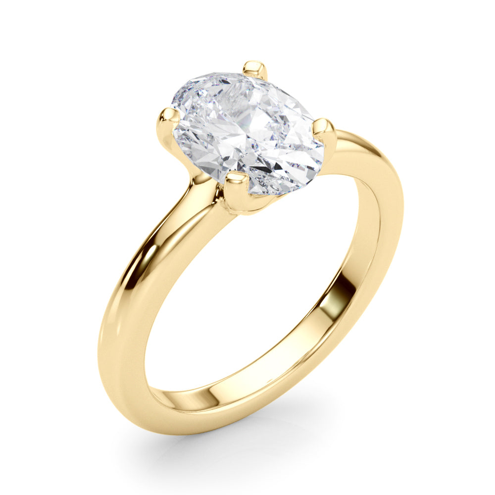 2.00CT 14K  Gold Low Set Oval Cut Solitaire Ring - View 2