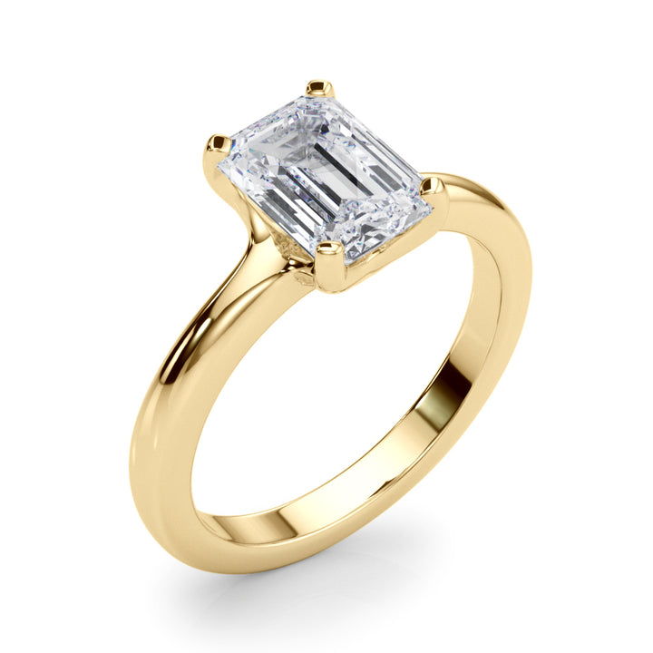2.00CT 14K  Gold Low Set Emerald Cut Solitaire Ring - View 2