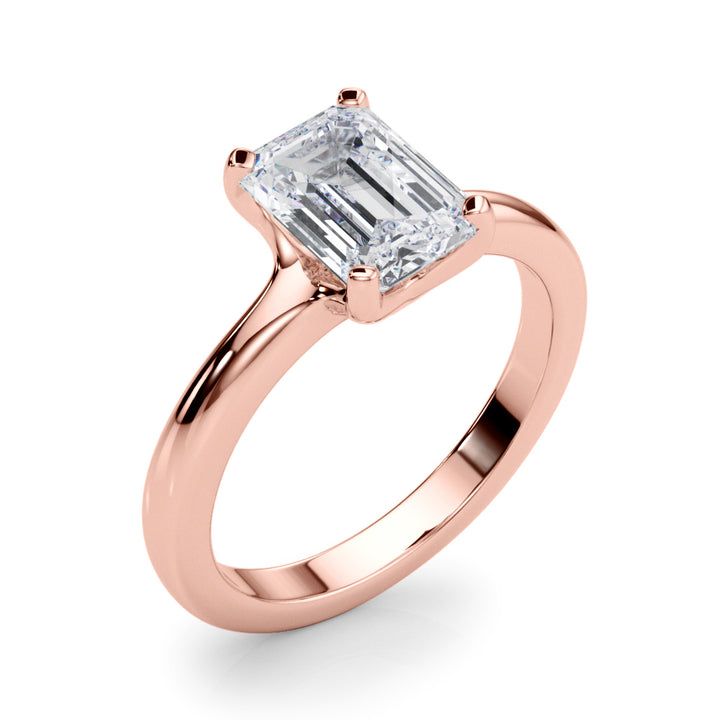 2.00CT 14K  Gold Low Set Emerald Cut Solitaire Ring - View 4