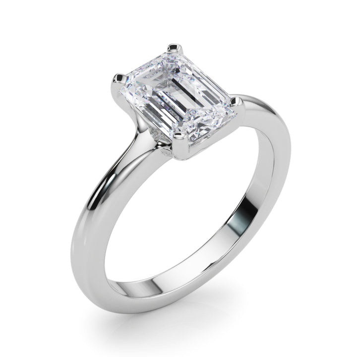 2.00CT 14K  Gold Low Set Emerald Cut Solitaire Ring