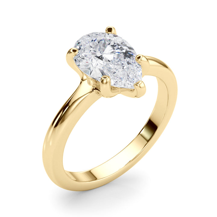 2.00CT 14K  Gold Low Set Pear Shape Solitaire Ring - View 2