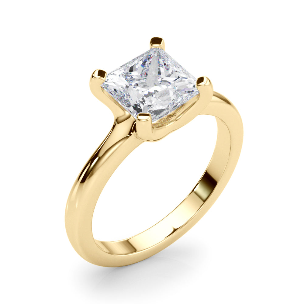 2.00CT 14K  Gold Low Set Princess Cut Solitaire Ring - View 2