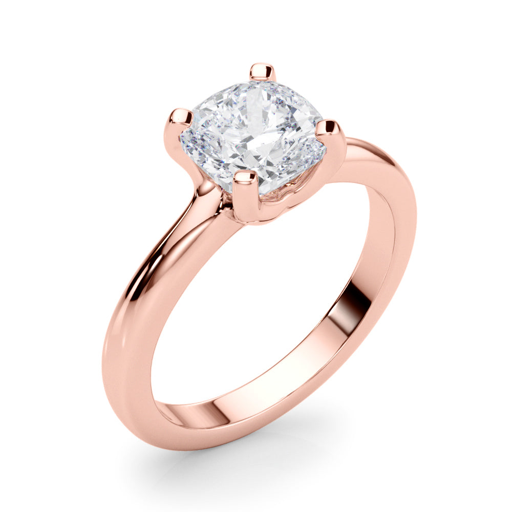 1.00CT 14K  Gold Low Set Round Brilliant Cut Solitaire Ring