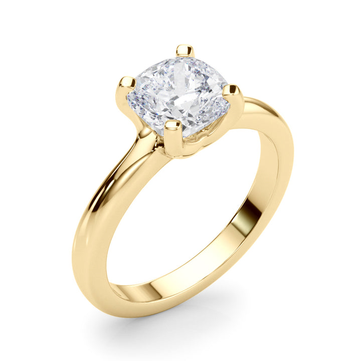 1.00CT 14K  Gold Low Set Round Brilliant Cut Solitaire Ring