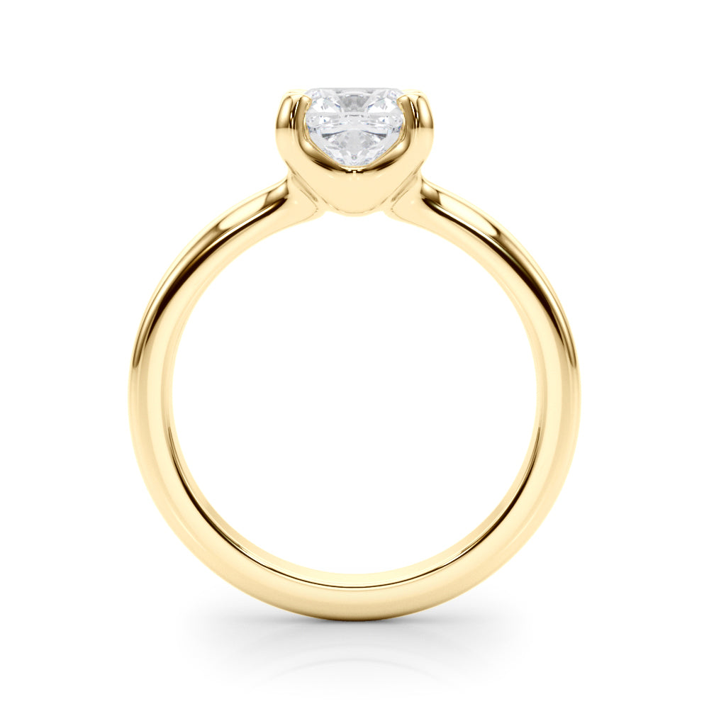 1.00CT 14K  Gold Low Set Round Brilliant Cut Solitaire Ring