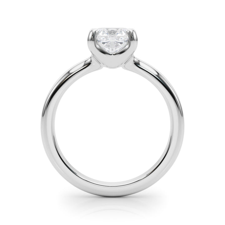 1.00CT 14K  Gold Low Set Round Brilliant Cut Solitaire Ring