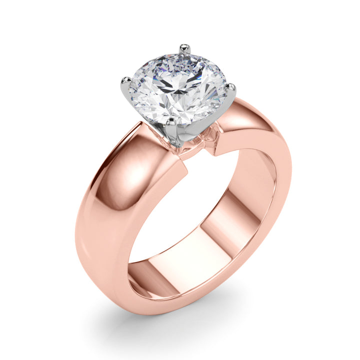 1.00CT 14K  Round  Brilliant Solitaire Ring with a Wide Design Mount