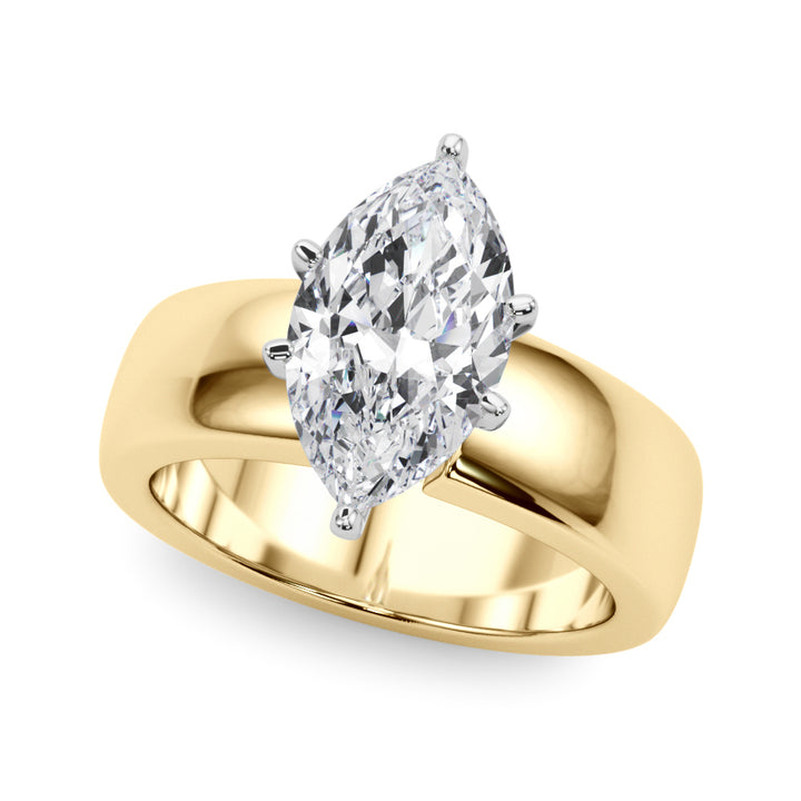 2.00CT 14K  Marquise Cut Solitaire Ring with a Wide Design Mount - View 2