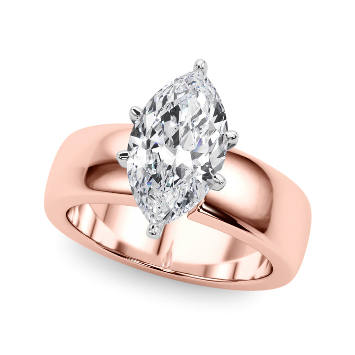 2.00CT 14K  Marquise Cut Solitaire Ring with a Wide Design Mount - View 4