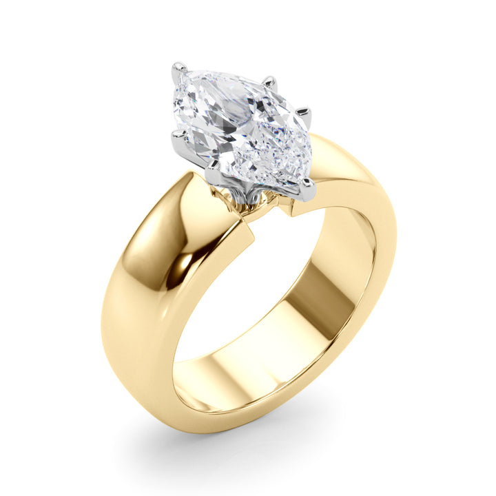 1.00CT 14K  Pear Shape Solitaire Ring with a Wide Design Mount - View 2