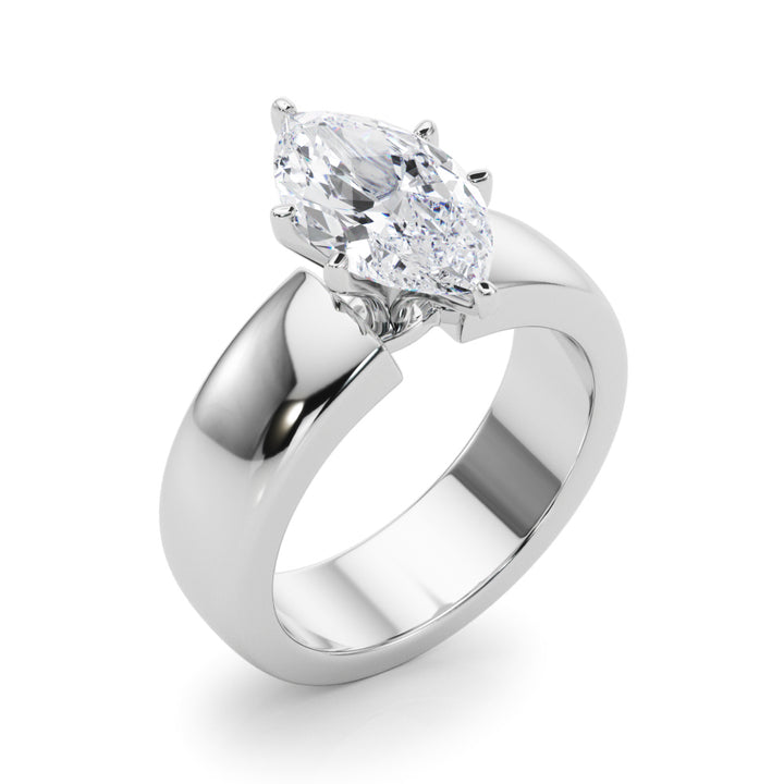 1.00CT 14K  Marquise Cut Solitaire Ring with a Wide Design Mount