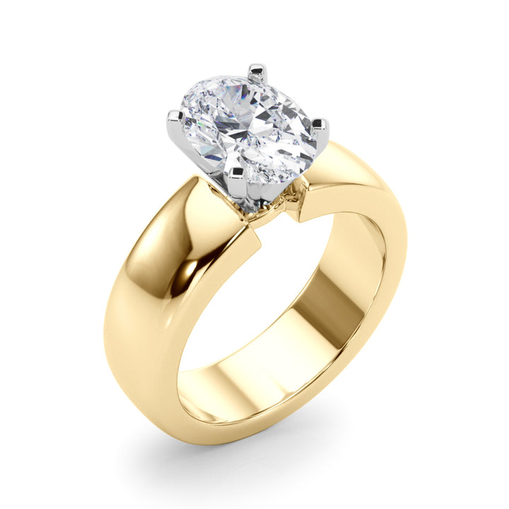 2.00CT 14K  Oval Cut Solitaire Ring with a Wide Design Mount - View 2