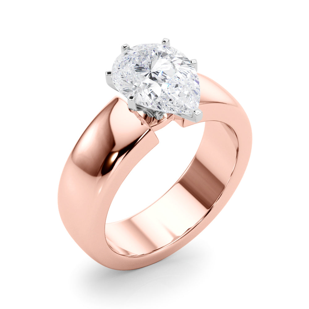 2.00CT 14K  Pear Shape Solitaire Ring with a Wide Design Mount - View 4