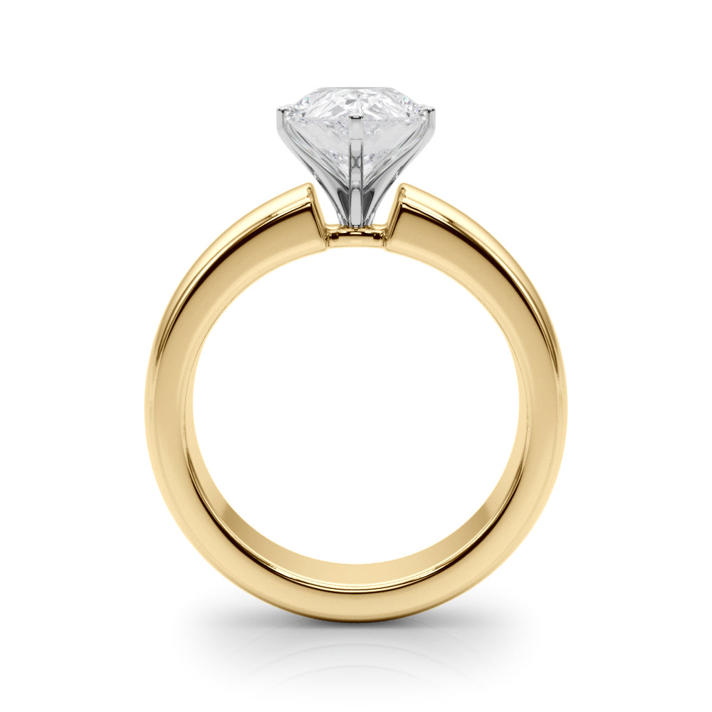 2.00CT 14K  Pear Shape Solitaire Ring with a Wide Design Mount - View 3