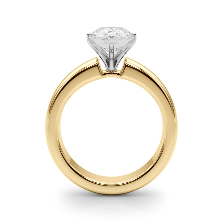 2.00CT 14K  Pear Shape Solitaire Ring with a Wide Design Mount - View 3
