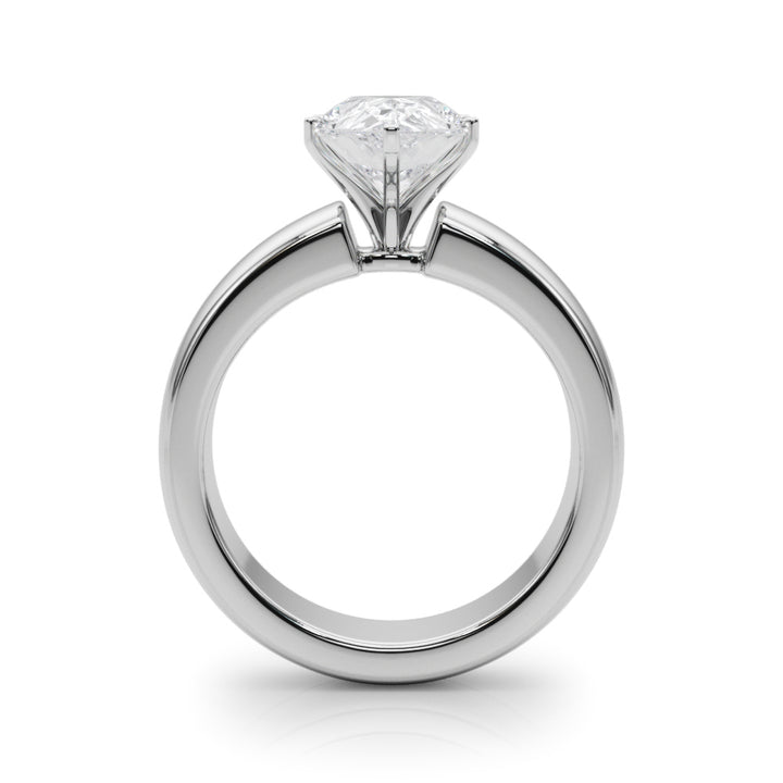 2.00CT 14K  Pear Shape Solitaire Ring with a Wide Design Mount - View 1