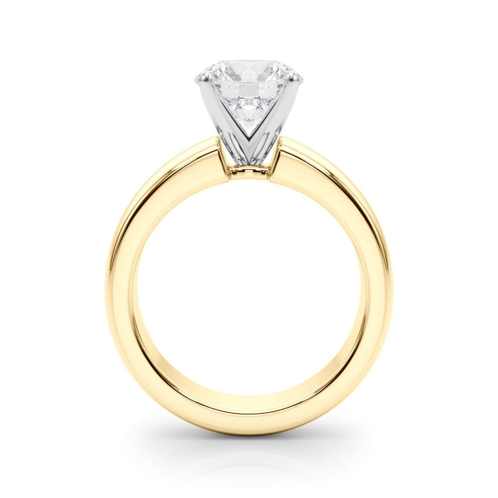 1.00CT 14K  Round  Brilliant Solitaire Ring with a Wide Design Mount