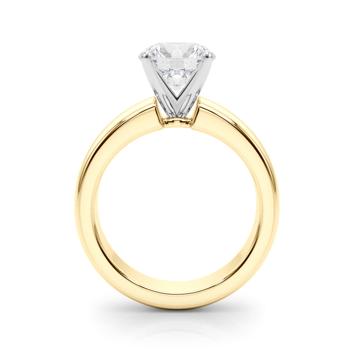 1.00CT 14K  Round  Brilliant Solitaire Ring with a Wide Design Mount