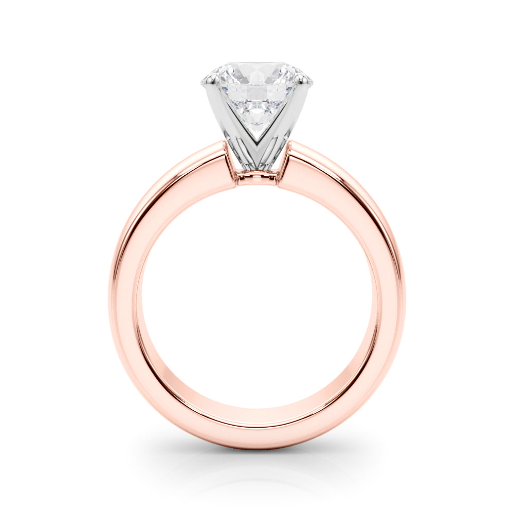 1.00CT 14K  Round  Brilliant Solitaire Ring with a Wide Design Mount