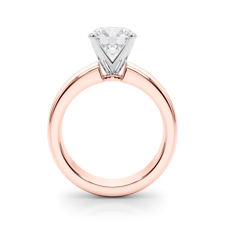 1.00CT 14K  Round  Brilliant Solitaire Ring with a Wide Design Mount