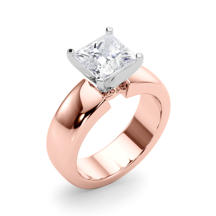 2.00CT 14K  Princess Cut Solitaire Ring with a Wide Design Mount - View 4