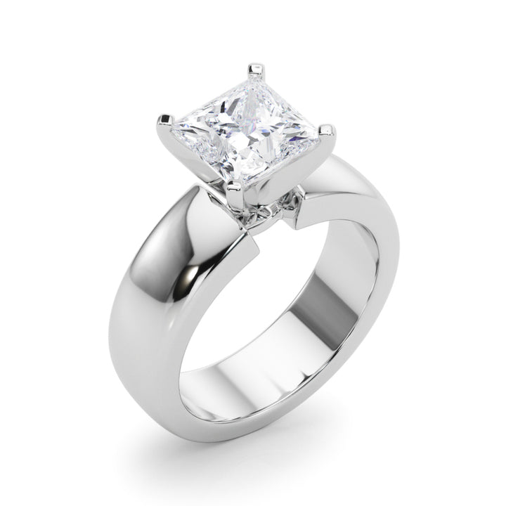 2.00CT 14K  Princess Cut Solitaire Ring with a Wide Design Mount
