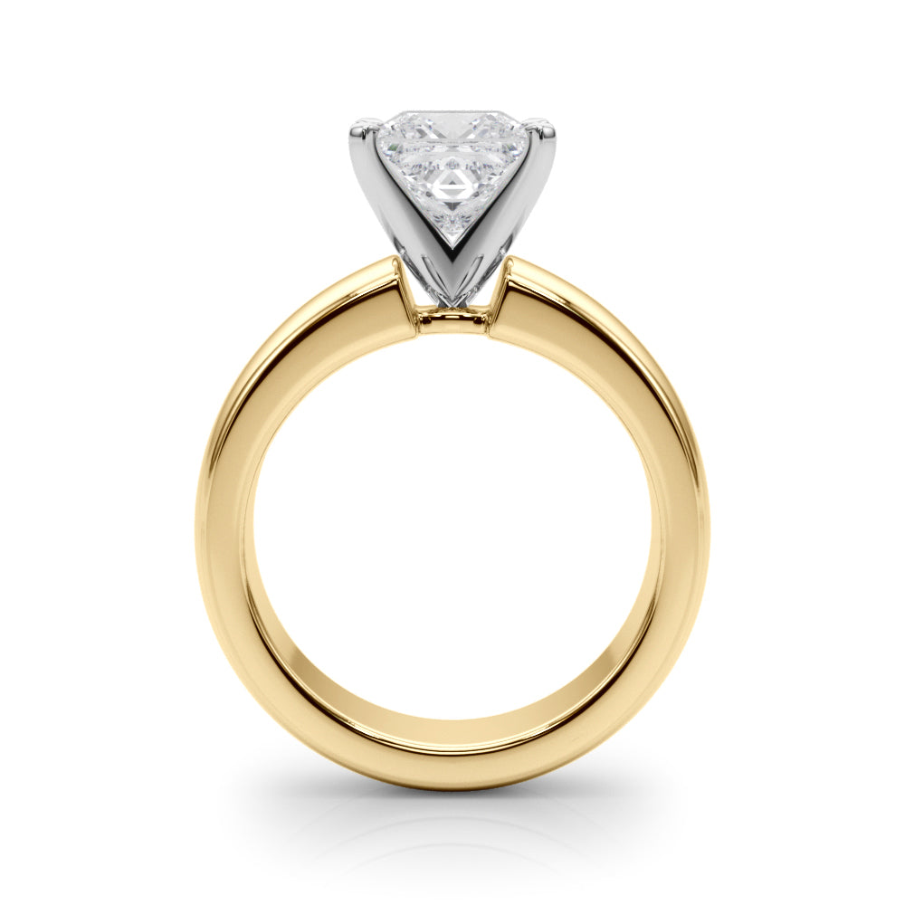 2.00CT 14K  Princess Cut Solitaire Ring with a Wide Design Mount - View 3