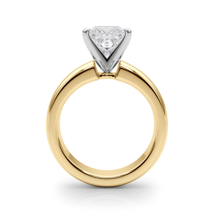 2.00CT 14K  Princess Cut Solitaire Ring with a Wide Design Mount - View 3