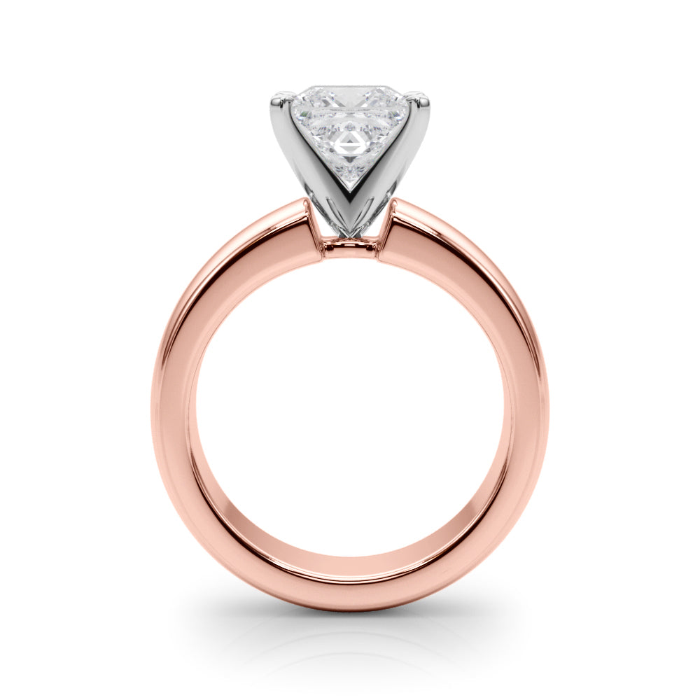 2.00CT 14K  Princess Cut Solitaire Ring with a Wide Design Mount - View 5