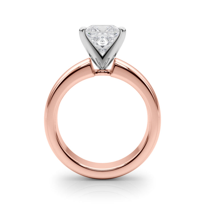 2.00CT 14K  Princess Cut Solitaire Ring with a Wide Design Mount - View 5