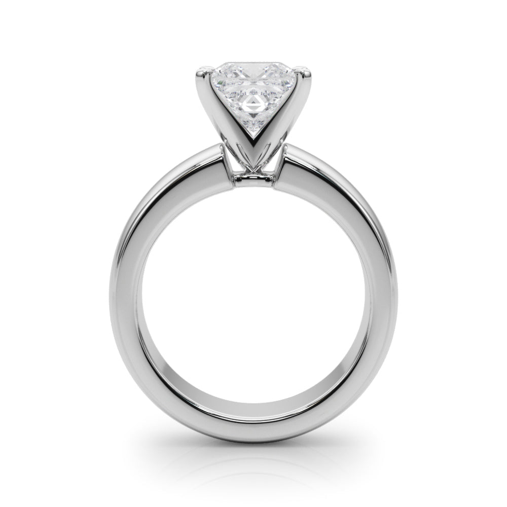 2.00CT 14K  Princess Cut Solitaire Ring with a Wide Design Mount - View 1