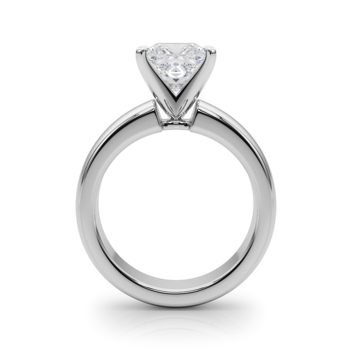 2.00CT 14K  Princess Cut Solitaire Ring with a Wide Design Mount - View 1