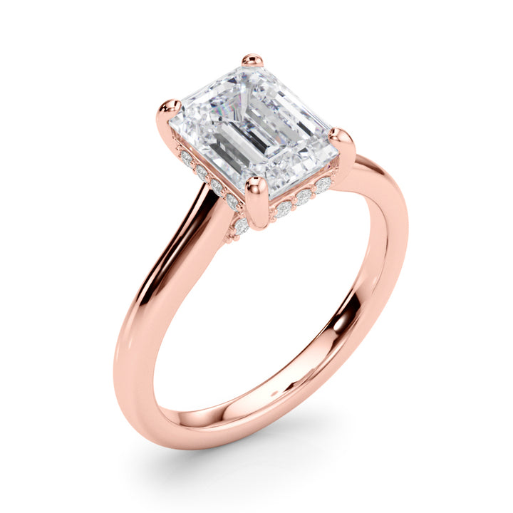 2.00CT 14K  Emerald Cut Diamond Ring with Under-Halo of Diamonds - View 4