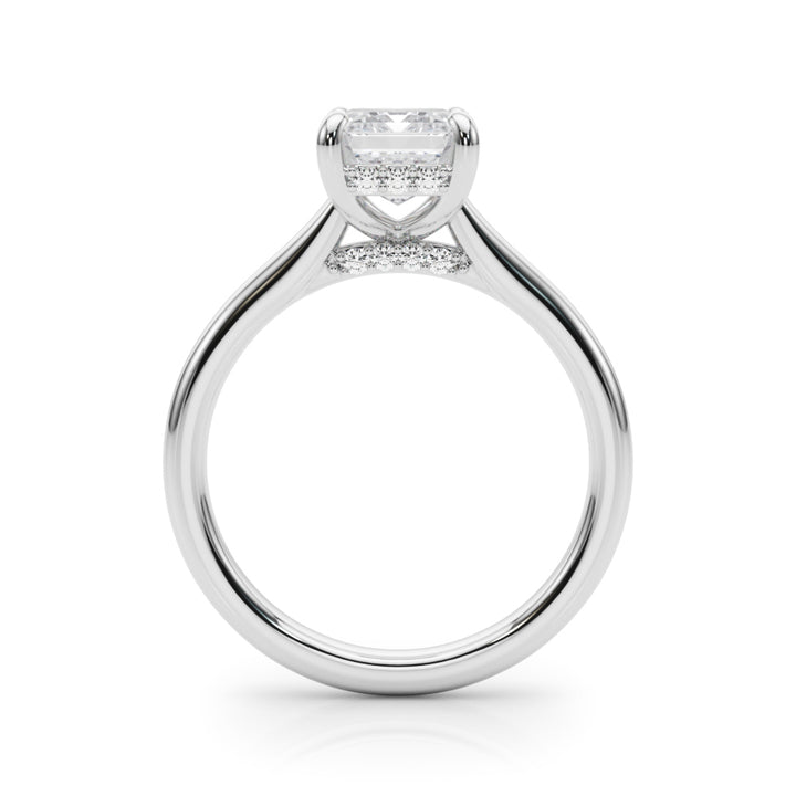 2.00CT 14K  Emerald Cut Diamond Ring with Under-Halo of Diamonds - View 1