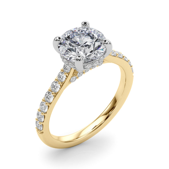 1.00CT 14K  Ring with Additional Diamonds and Hidden Under-Halo