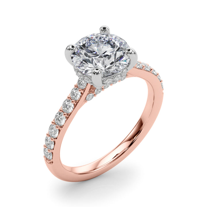 1.00CT 14K  Ring with Additional Diamonds and Hidden Under-Halo