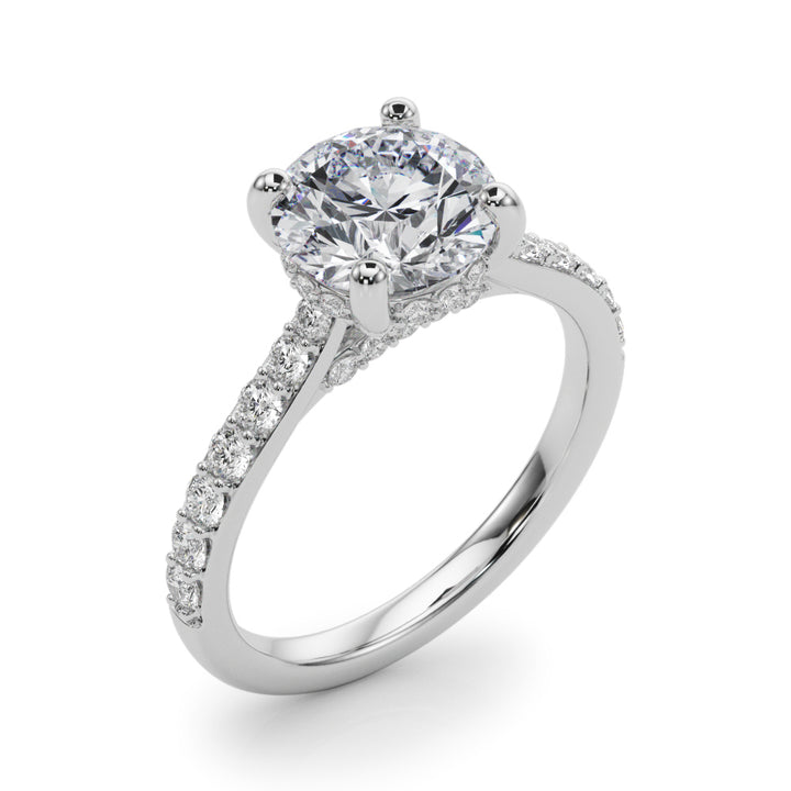 1.00CT 14K  Ring with Additional Diamonds and Hidden Under-Halo