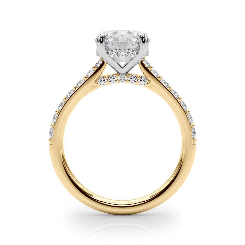 1.00CT 14K  Ring with Additional Diamonds and Hidden Under-Halo