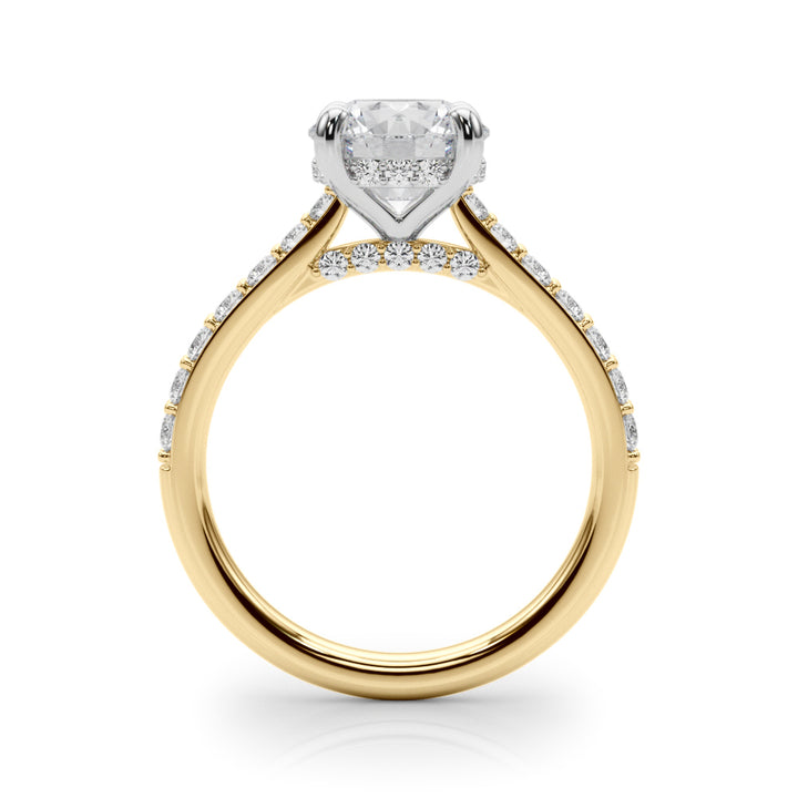 1.00CT 14K  Ring with Additional Diamonds and Hidden Under-Halo