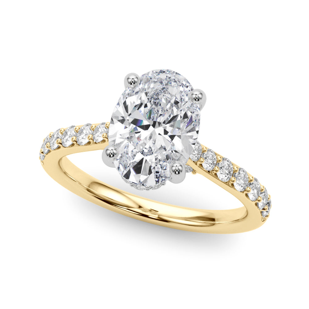 2.00CT 14K  Oval Cut Diamond Ring Accented By Diamonds - View 3