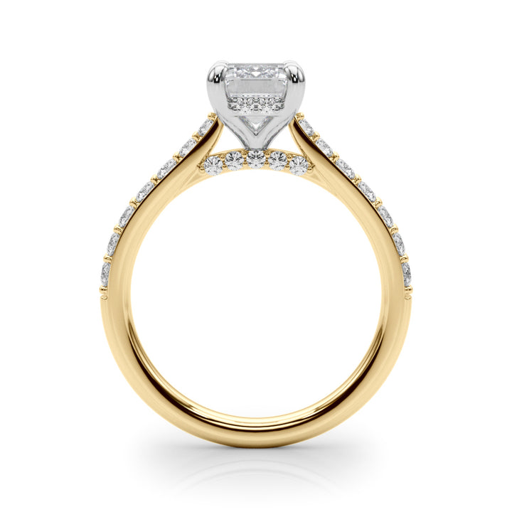 1.00CT 14K  Emerald Cut Diamond Ring with Round Cut Sidestones - View 3