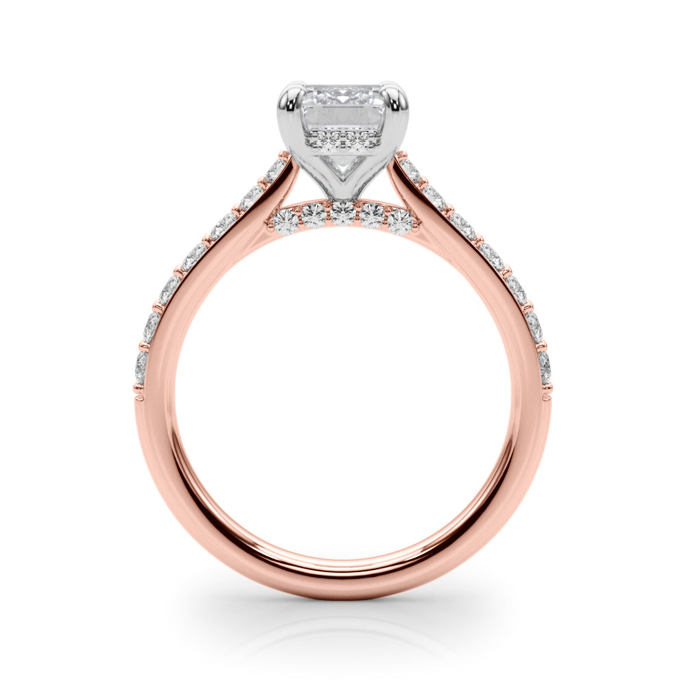 1.00CT 14K  Emerald Cut Diamond Ring with Round Cut Sidestones - View 5