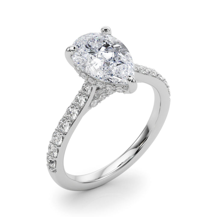 1.00CT 14K  Pear Shape Design Accented by Round Diamonds