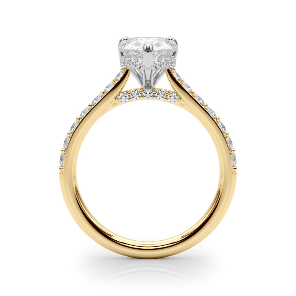 1.00CT 14K  Pear Shape Design Accented by Round Diamonds - View 3