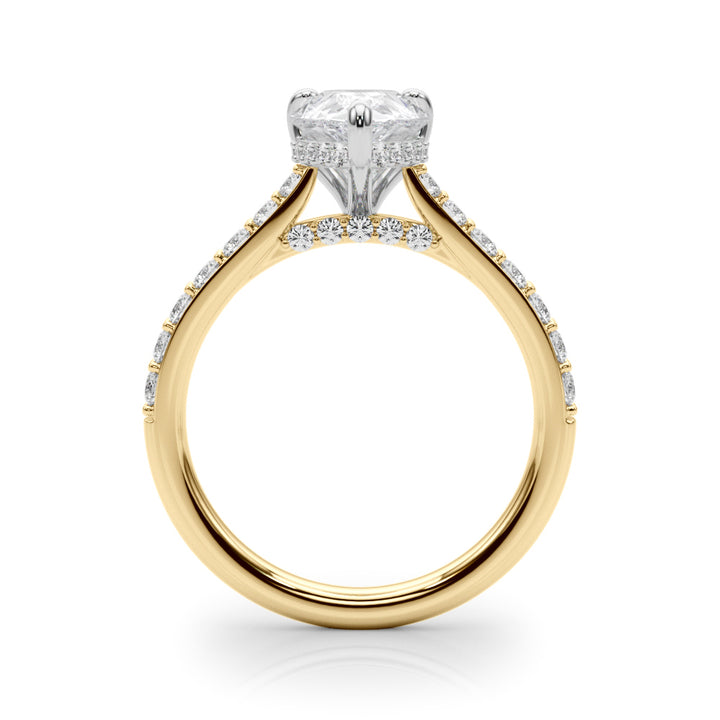 1.00CT 14K  Pear Shape Design Accented by Round Diamonds - View 3